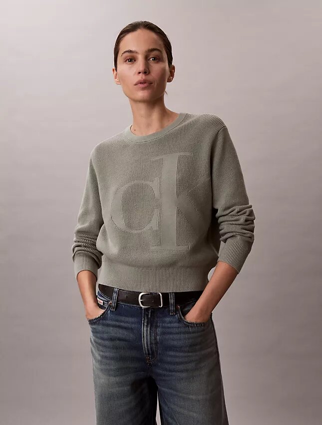 Pull en coton lisse avec Monogram Pull en coton lisse avec Monogram