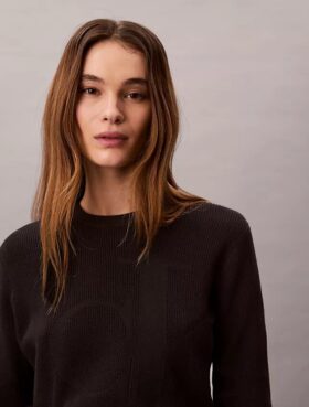 Pull en coton lisse avec Monogram