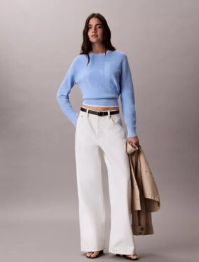 Pull en coton lisse avec Monogram