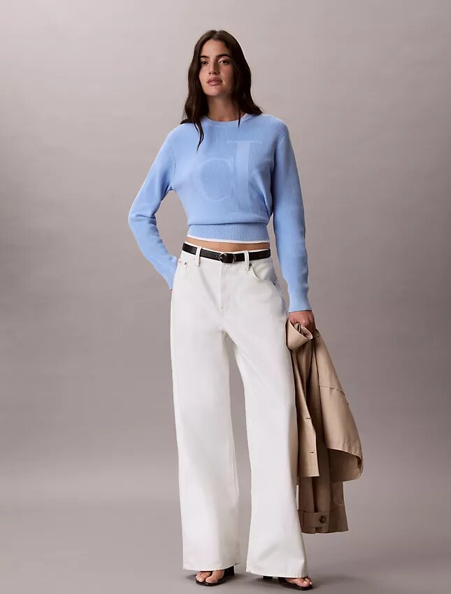Pull en coton lisse avec Monogram Pull en coton lisse avec Monogram