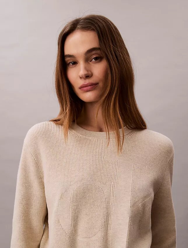 Pull en coton lisse avec Monogram Pull en coton lisse avec Monogram