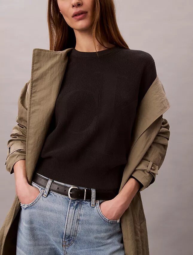 Pull en coton lisse avec Monogram Pull en coton lisse avec Monogram