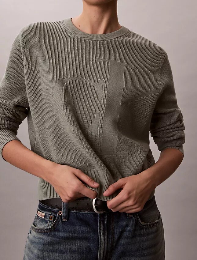 Pull en coton lisse avec Monogram Pull en coton lisse avec Monogram