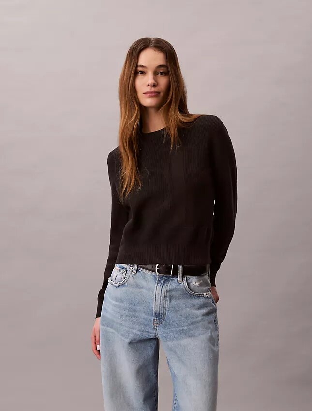 Pull en coton lisse avec Monogram Pull en coton lisse avec Monogram