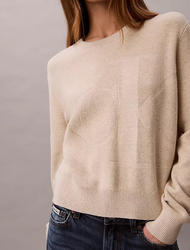 Pull en coton lisse avec Monogram Pull en coton lisse avec Monogram