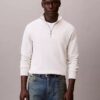 Pull en coton lisse à fermeture éclair quart de longueur Pull en coton lisse à fermeture éclair quart de longueur