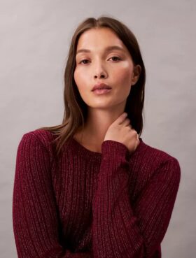 Pull en laine mérinos mélangée à du lurex