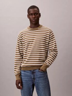 Pull facile à porter en coton lisse à rayures