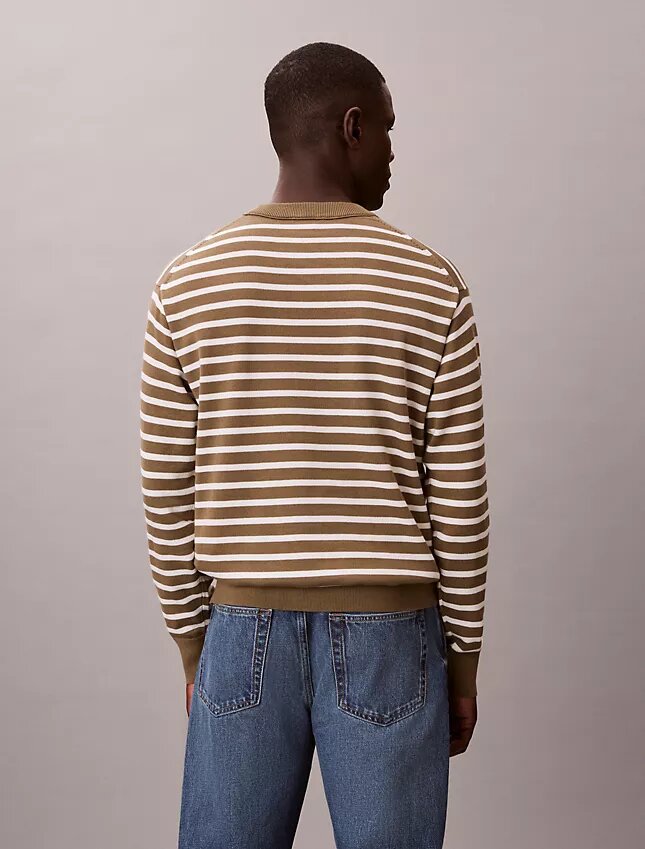 Pull facile à porter en coton lisse à rayures Pull facile à porter en coton lisse à rayures