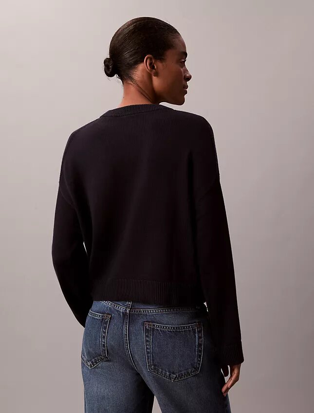 Pull Monogram ample en coton lisse Pull Monogram ample en coton lisse