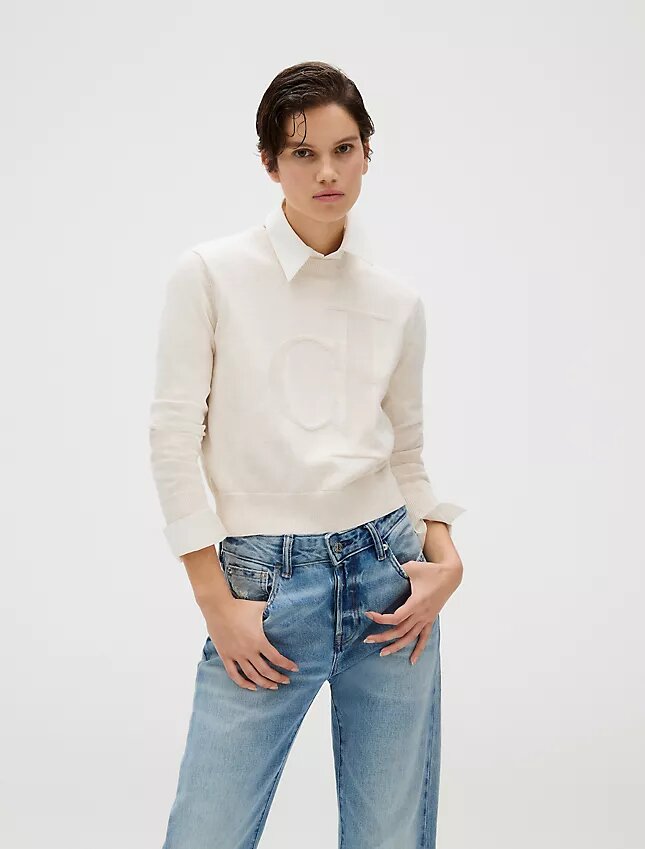 Pull Monogram ample en coton lisse Pull Monogram ample en coton lisse
