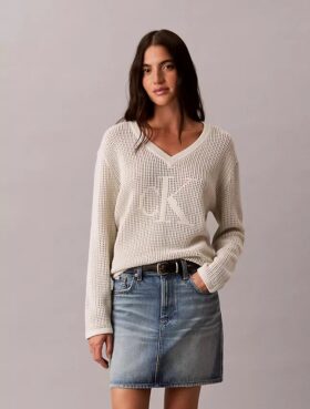 Pull Monogram décontracté en coton lisse