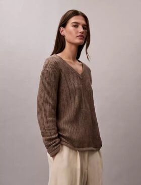 Pull Monogram décontracté en coton lisse