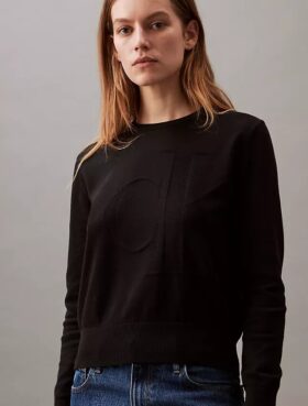 Pull Monogram décontracté en coton lisse Pull Monogram décontracté en coton lisse