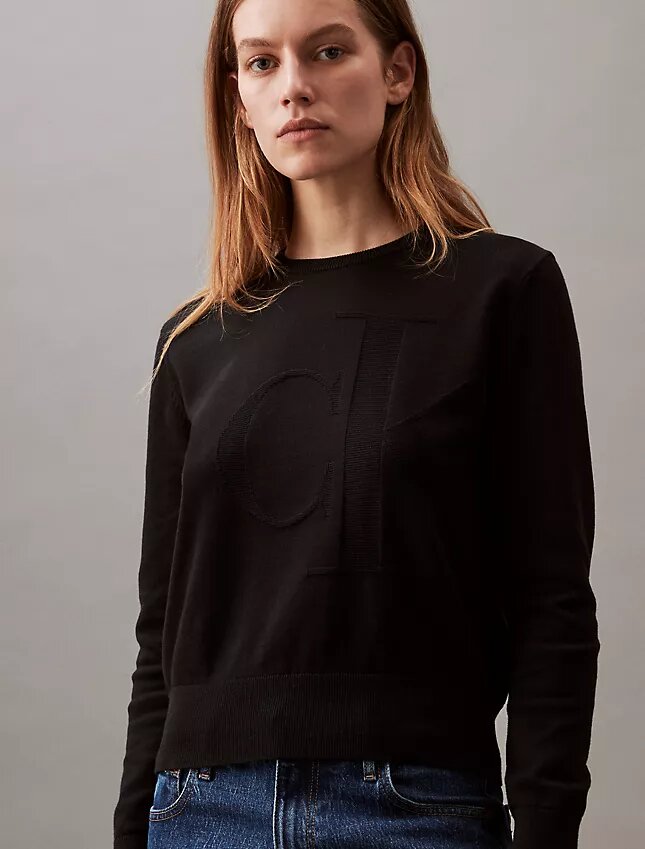 Pull Monogram décontracté en coton lisse Pull Monogram décontracté en coton lisse