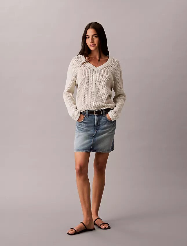 Pull Monogram décontracté en coton lisse Pull Monogram décontracté en coton lisse