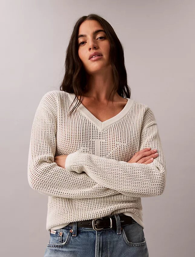 Pull Monogram décontracté en coton lisse Pull Monogram décontracté en coton lisse