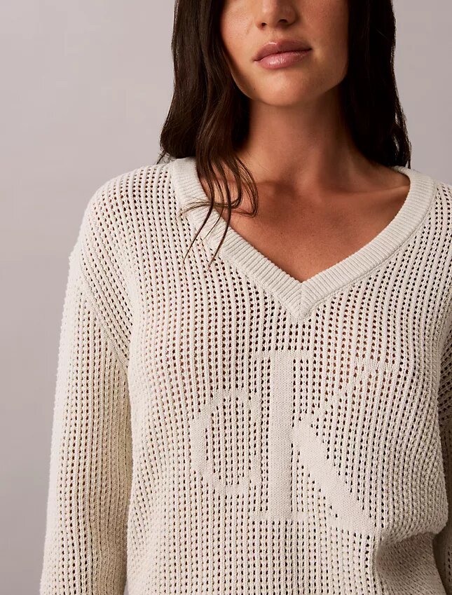 Pull Monogram décontracté en coton lisse Pull Monogram décontracté en coton lisse