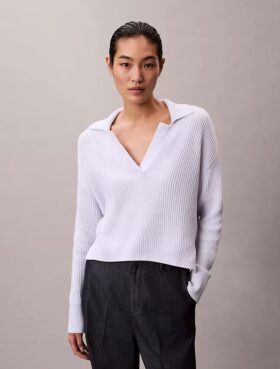 Pull polo décontracté en coton lisse