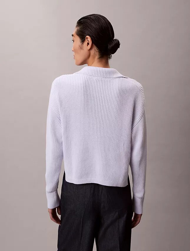 Pull polo décontracté en coton lisse Pull polo décontracté en coton lisse