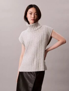 Pull sans manches ample à côtes