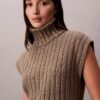 Pull sans manches à côtes décontracté Pull sans manches à côtes décontracté