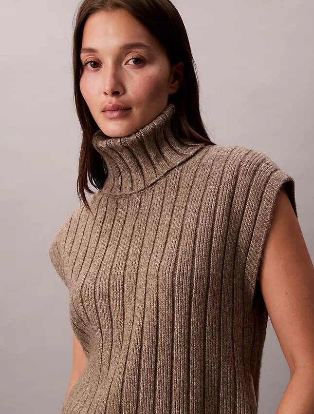 Pull sans manches à côtes décontracté Pull sans manches à côtes décontracté