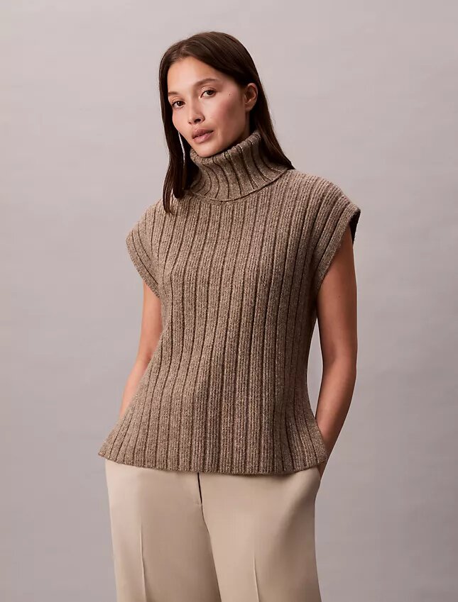 Pull sans manches à côtes décontracté Pull sans manches à côtes décontracté