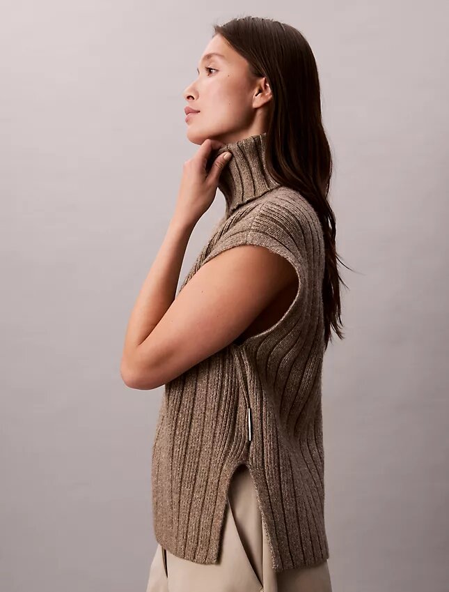 Pull sans manches à côtes décontracté Pull sans manches à côtes décontracté
