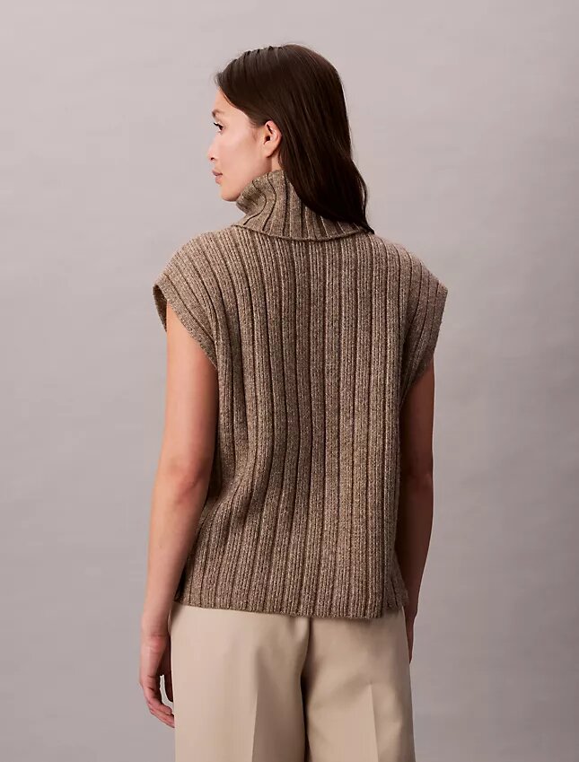 Pull sans manches à côtes décontracté Pull sans manches à côtes décontracté