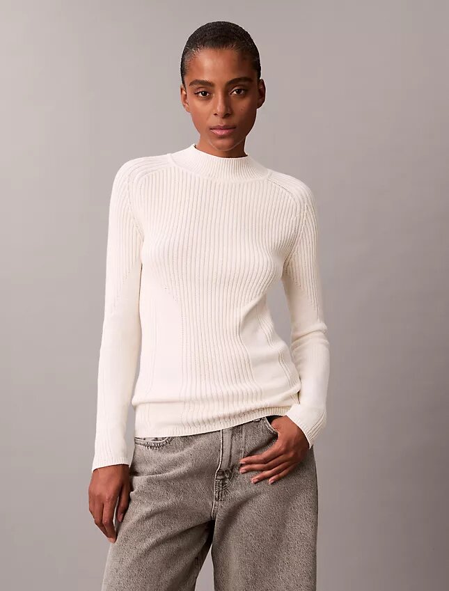 Pull slim en coton côtelé Pull slim en coton côtelé