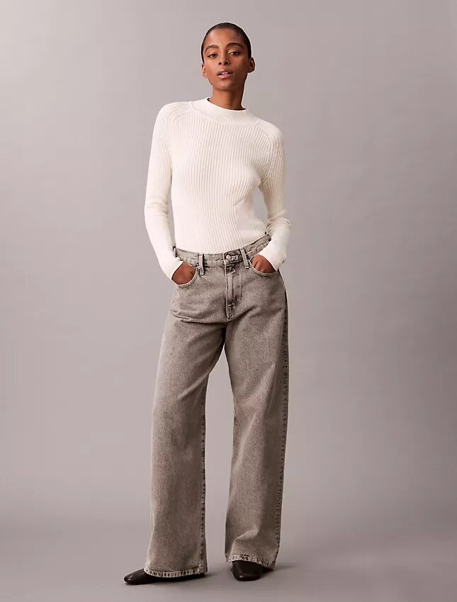 Pull slim en coton côtelé Pull slim en coton côtelé