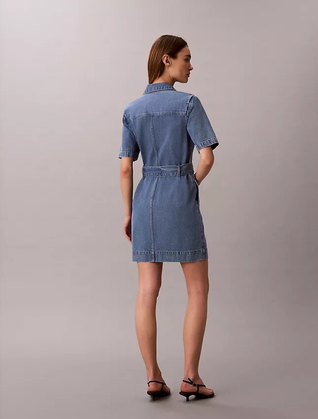 Robe chemise en denim à ceinture Robe chemise en denim à ceinture