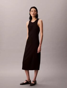 Robe débardeur mi-longue avec logo Calvin Klein Robe débardeur mi-longue avec logo Calvin Klein