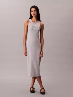Robe débardeur mi-longue avec logo Calvin Klein Robe débardeur mi-longue avec logo Calvin Klein