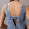 Robe droite en denim à encolure en V Robe droite en denim à encolure en V
