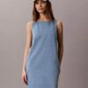 Robe droite en denim à encolure en V Robe droite en denim à encolure en V