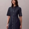 Robe en denim à manches courtes Robe en denim à manches courtes