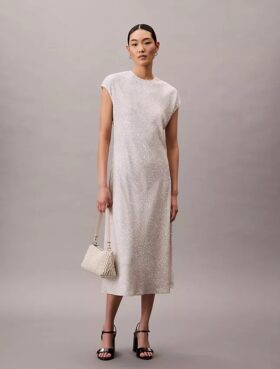 Robe fourreau mi-longue imprimée