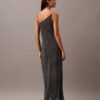 Robe longue asymétrique en mousseline imprimée Robe longue asymétrique en mousseline imprimée