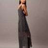 Robe longue asymétrique en mousseline imprimée Robe longue asymétrique en mousseline imprimée