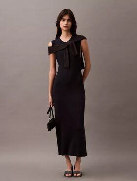 Robe longue en viscose côtelée