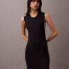 Robe longue en viscose côtelée Robe longue en viscose côtelée