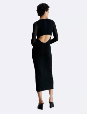 Robe longue transparente avec découpes dans le dos