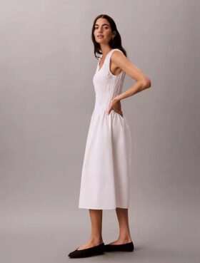 Robe mi-longue en popeline de coton