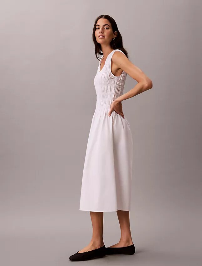 Robe mi-longue en popeline de coton Robe mi-longue en popeline de coton