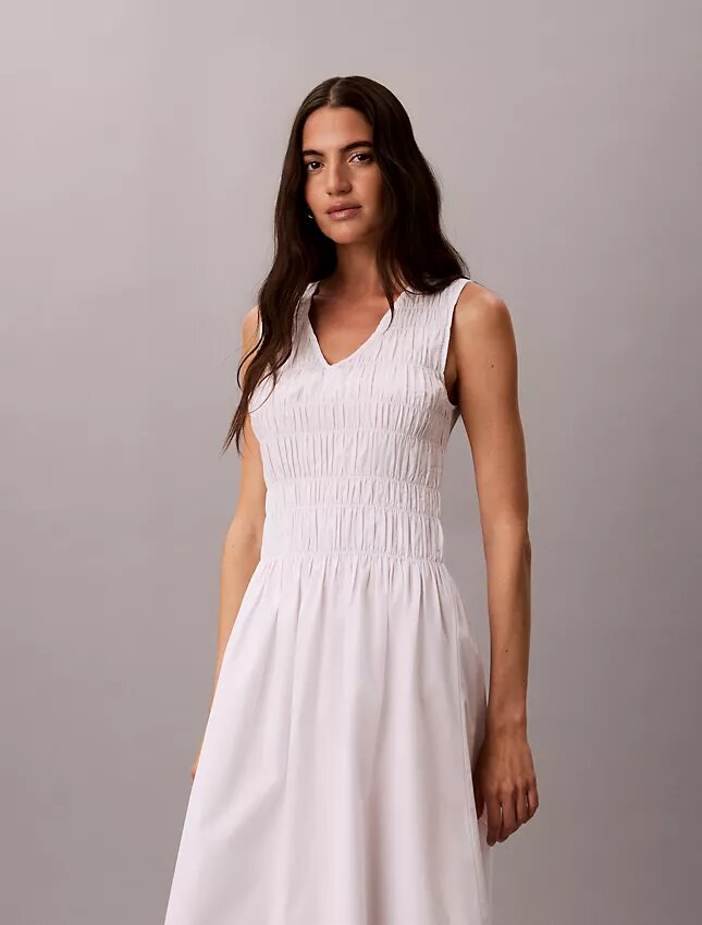 Robe mi-longue en popeline de coton Robe mi-longue en popeline de coton