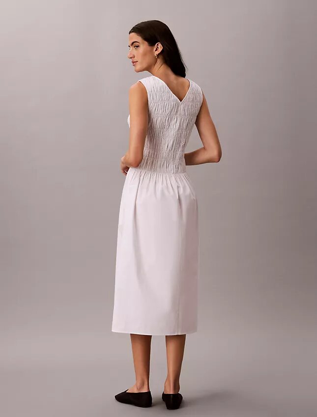 Robe mi-longue en popeline de coton Robe mi-longue en popeline de coton