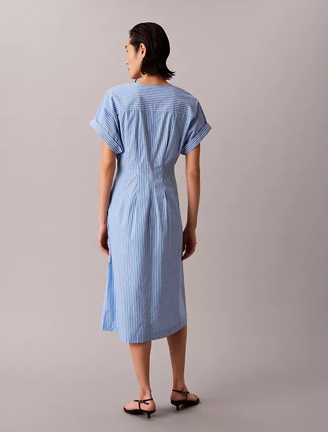 Robe mi-longue en popeline de coton à rayures Robe mi-longue en popeline de coton à rayures