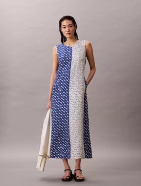 Robe mi-longue en sergé de viscose imprimé